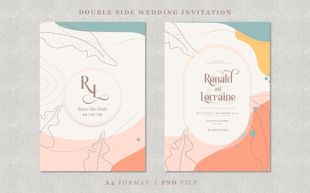 PSD wedding invitation with abstract background template