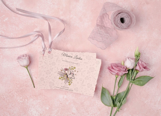 PSD wedding invitation with beautiful flowers