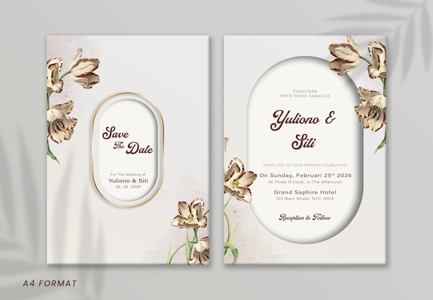 PSD a wedding invitation with a flower on it