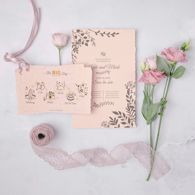 Wedding invitation with flowers