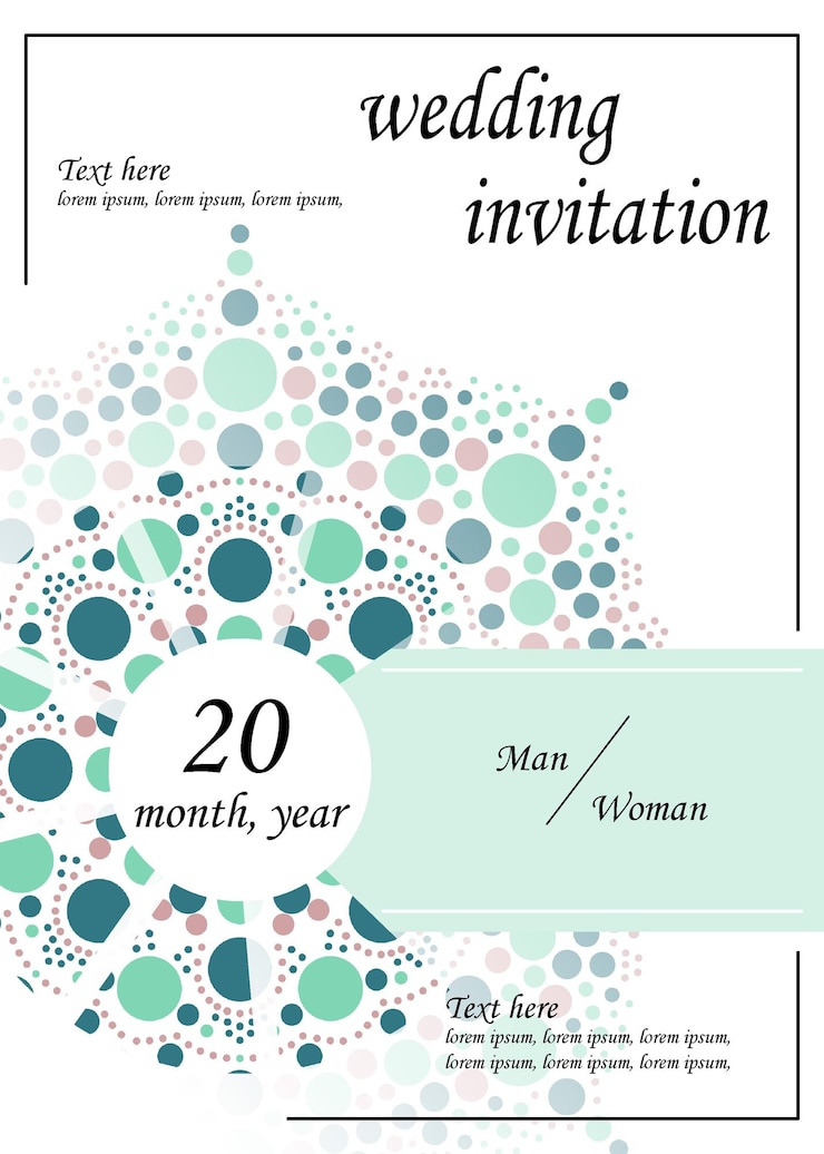 PSD wedding invitation with mandala and date