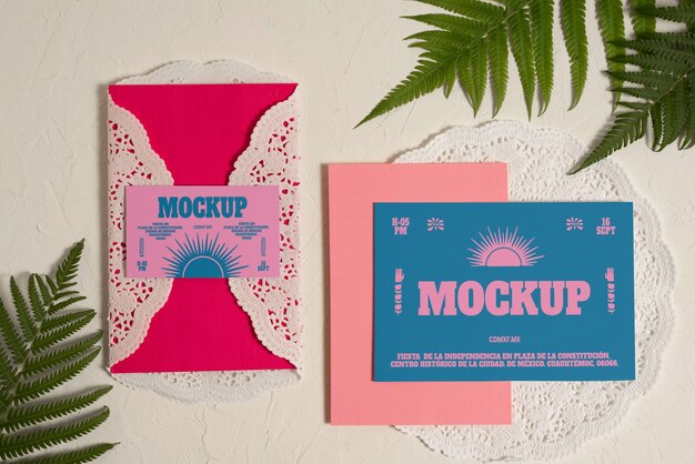 wedding invitation with mexican aesthetic mockup