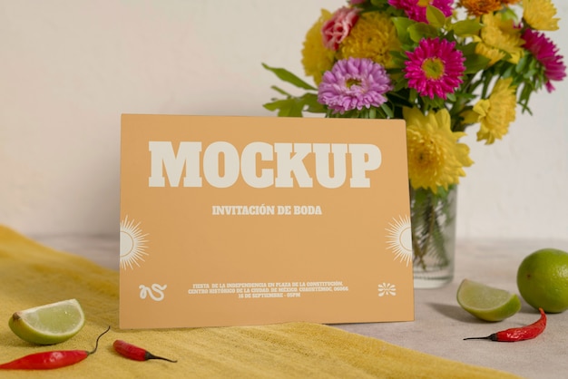 wedding invitation with mexican aesthetic mockup