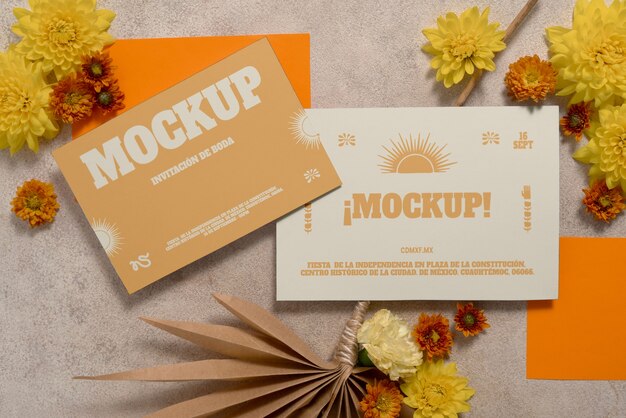 wedding invitation with mexican aesthetic mockup