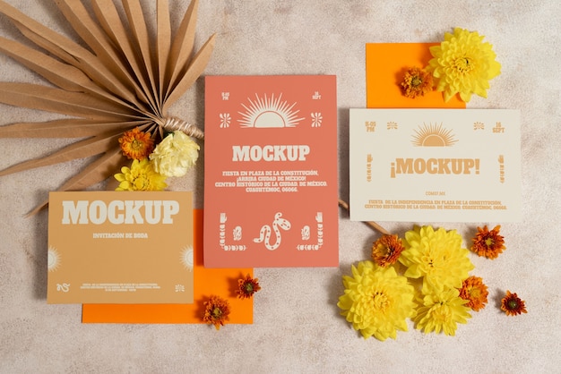 wedding invitation with mexican aesthetic mockup