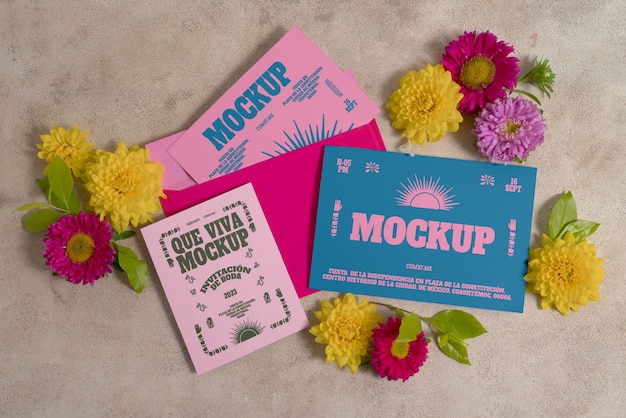 wedding invitation with mexican aesthetic mockup