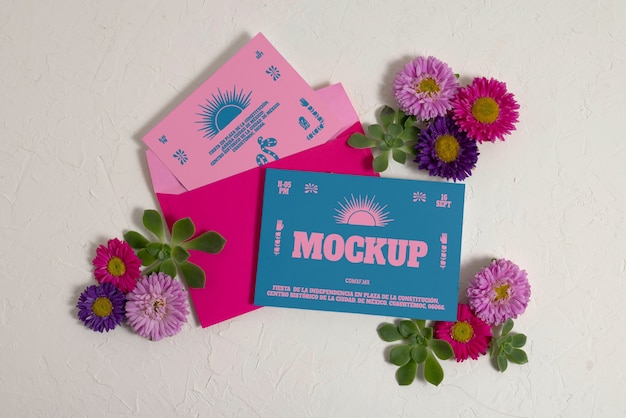 wedding invitation with mexican aesthetic mockup