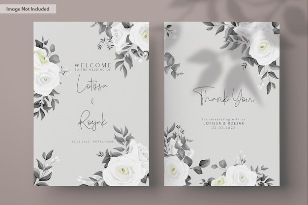 Wedding invitation with a white flower