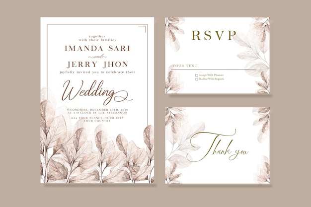 PSD wedding invitations floral decorative greeting card or invitation premium psd