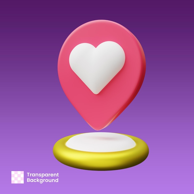 Wedding Location Pin 3D Illustratie