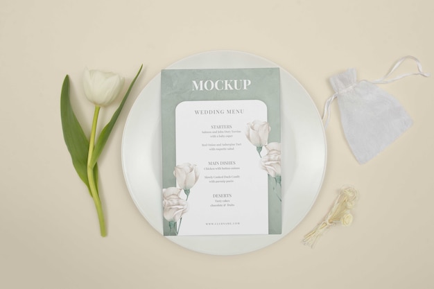 Design del mockup del menu di nozze