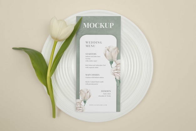 Design del mockup del menu di nozze