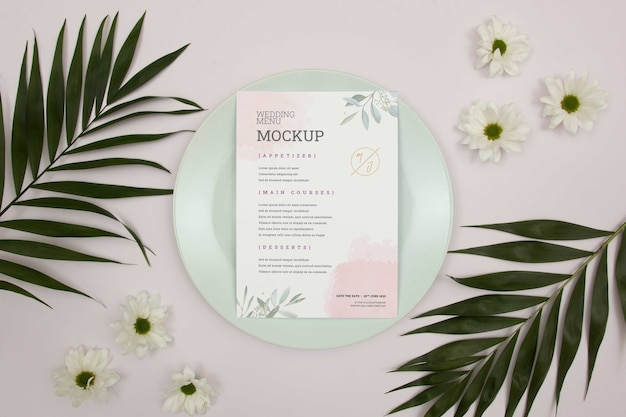 Design del mockup del menu di nozze