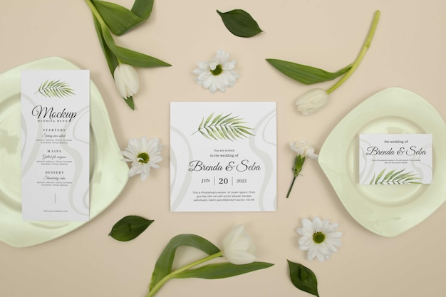 Wedding menu mockup design