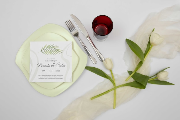 PSD wedding menu mockup design