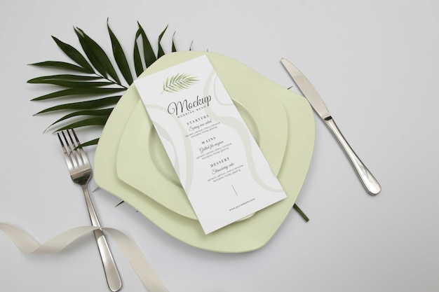 PSD design del mockup del menu di nozze