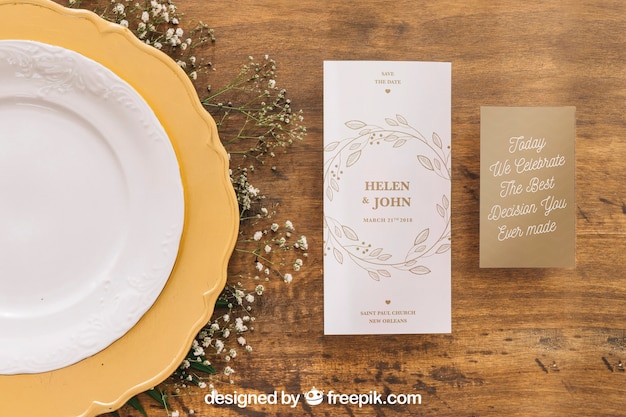 PSD wedding menu mockup