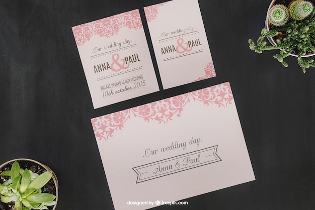 Mockup di matrimonio con piante