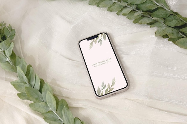 PSD wedding phone invitation mockup