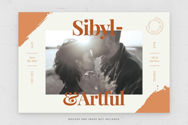 PSD wedding photo card rectangle template in psd