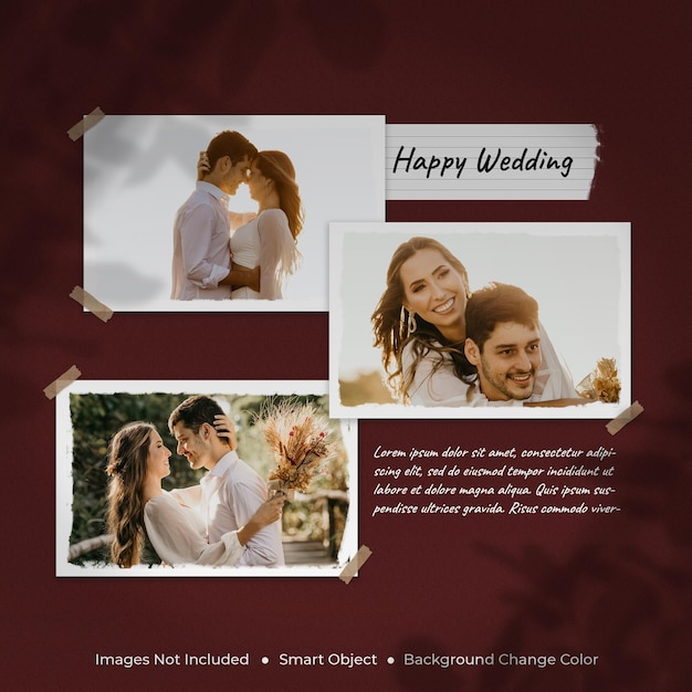 Wedding photo frame set mood board mockup