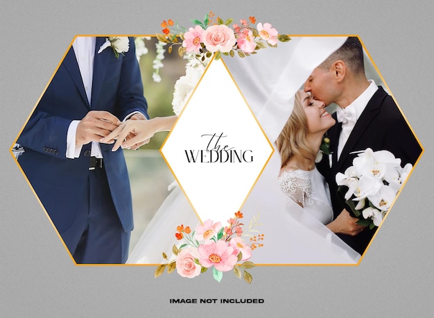 Wedding photo polygon collage mockup