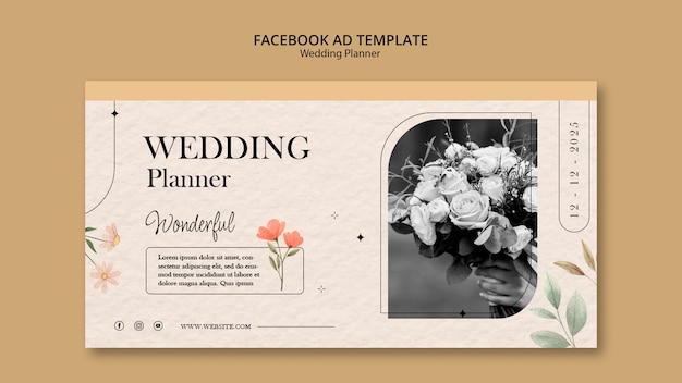 PSD template di facebook per la pianificazione di matrimoni