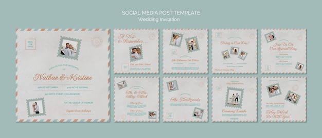 PSD wedding postcard social media post template