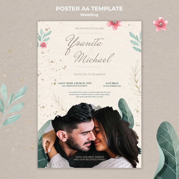 Modello di poster di matrimonio