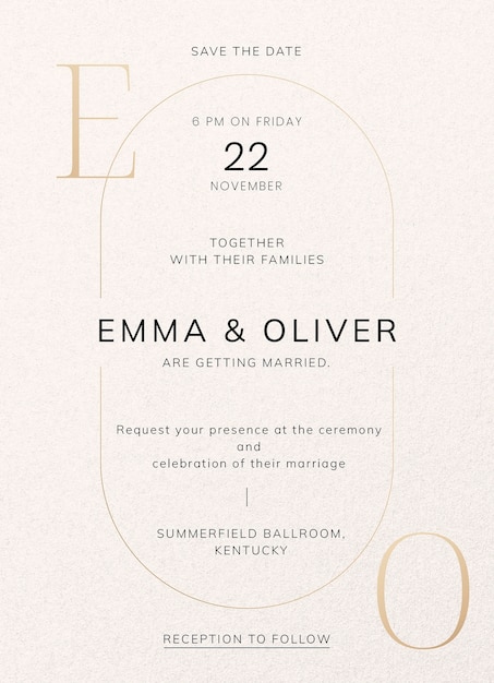 結婚式の招待カードのテンプレート 編集可能なテキスト psd