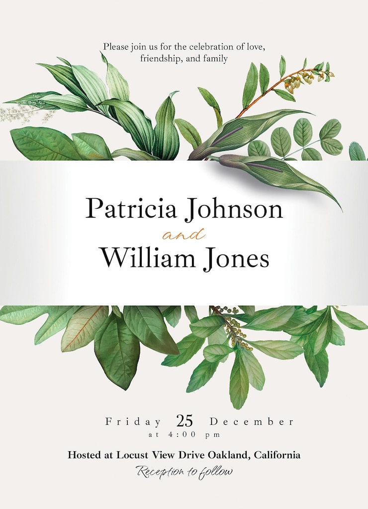 PSD wedding reception invitation card template editable text psd