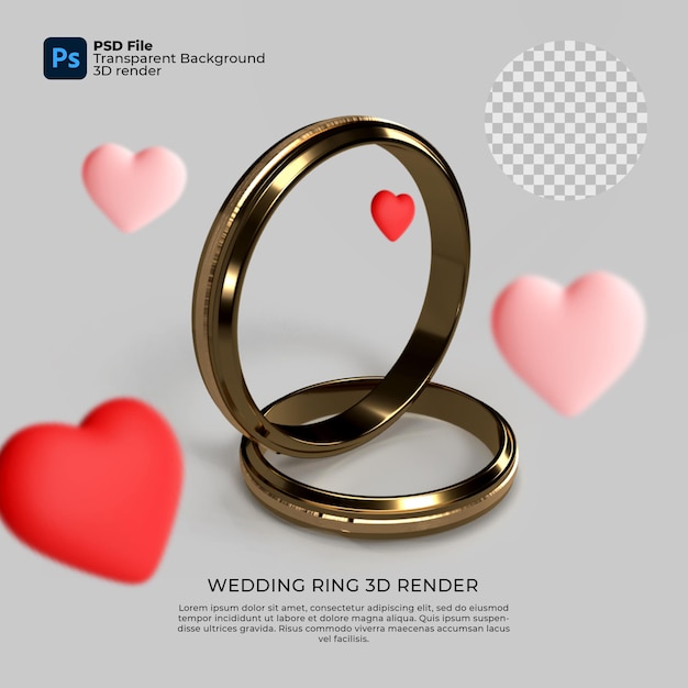 PSD wedding ring 3d render transparent