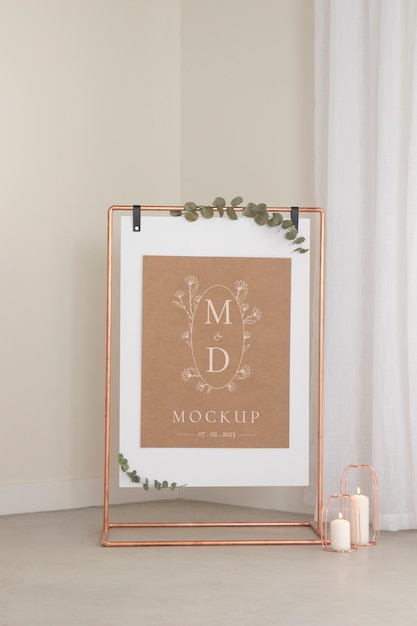 PSD design del mockup del segno di matrimonio