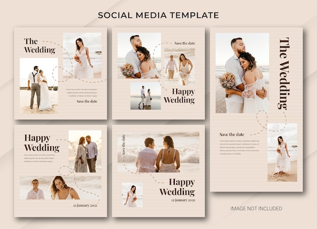 Wedding social media post bundle template