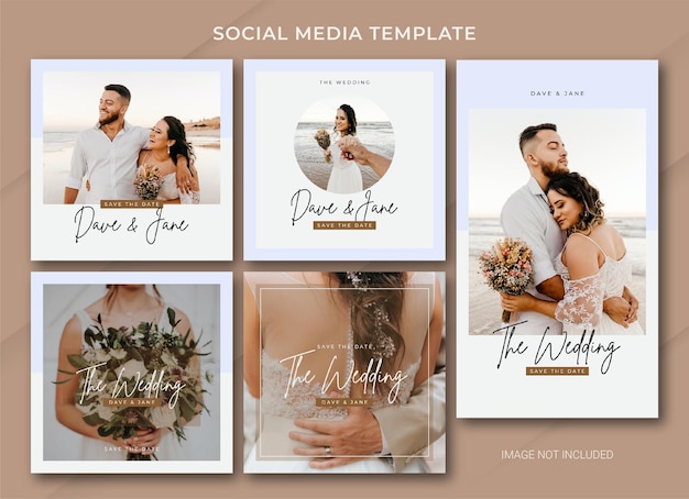 Wedding social media post bundle template