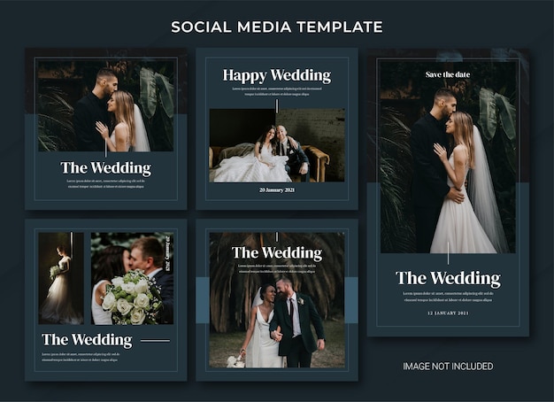 Modello di bundle di post sui social media per matrimoni