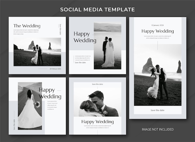 PSD wedding social media post bundle template
