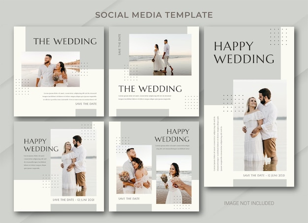 PSD wedding social media post bundle template