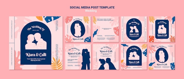 Modello di post sui social media per matrimoni