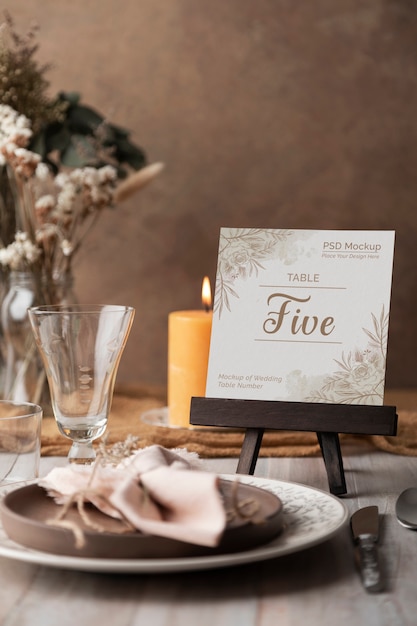 Wedding table number mockup design