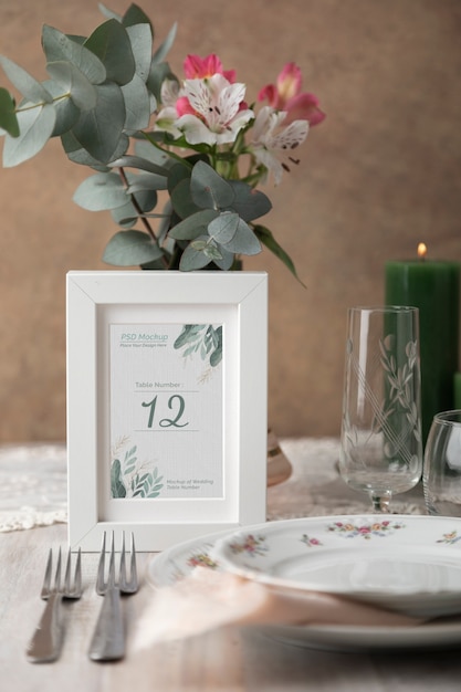 Wedding table number mockup design