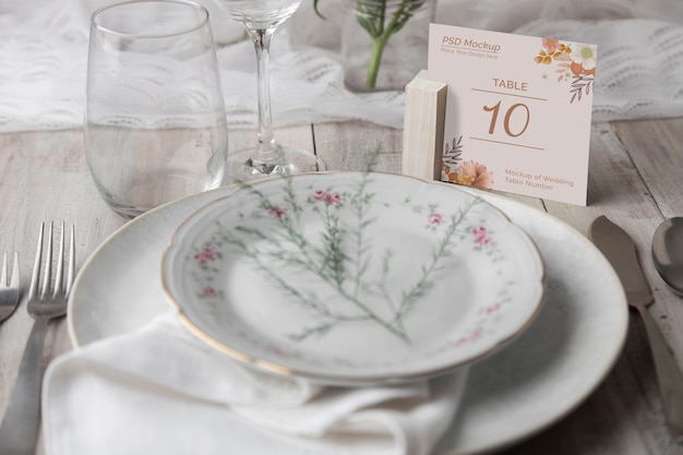 Wedding table number mockup design