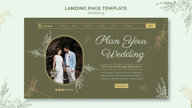 PSD wedding web template with photo