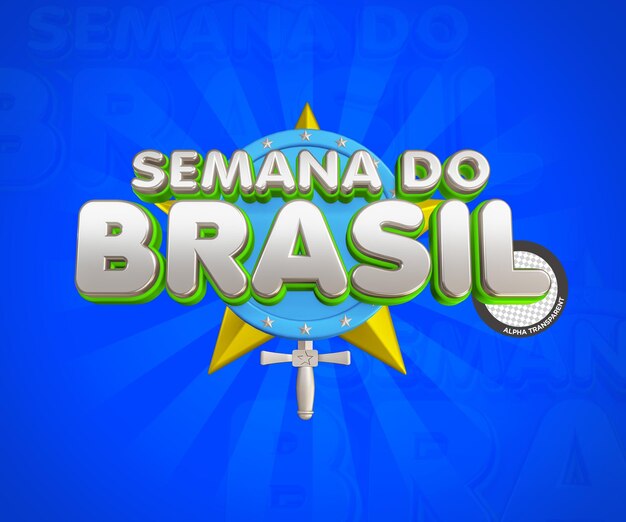 Week van Brazilië, 3D-stempel met het wapen van Brazilië op de achtergrond