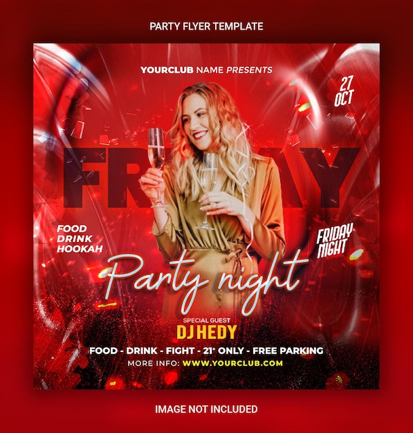 PSD weekend club night party flyer template banner