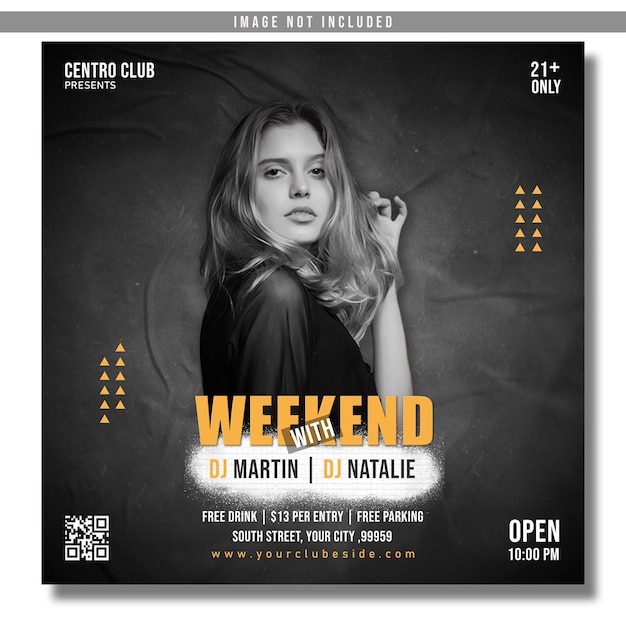 PSD weekend dj party flyer or social media post