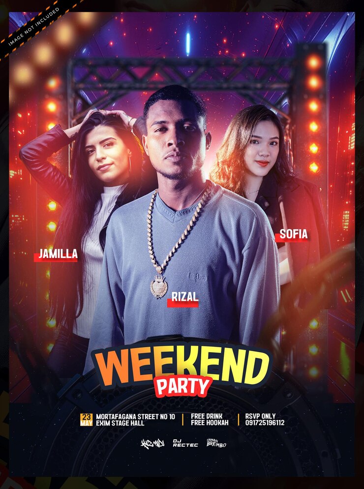 Weekend Party Night Social Media Template and flyer Template