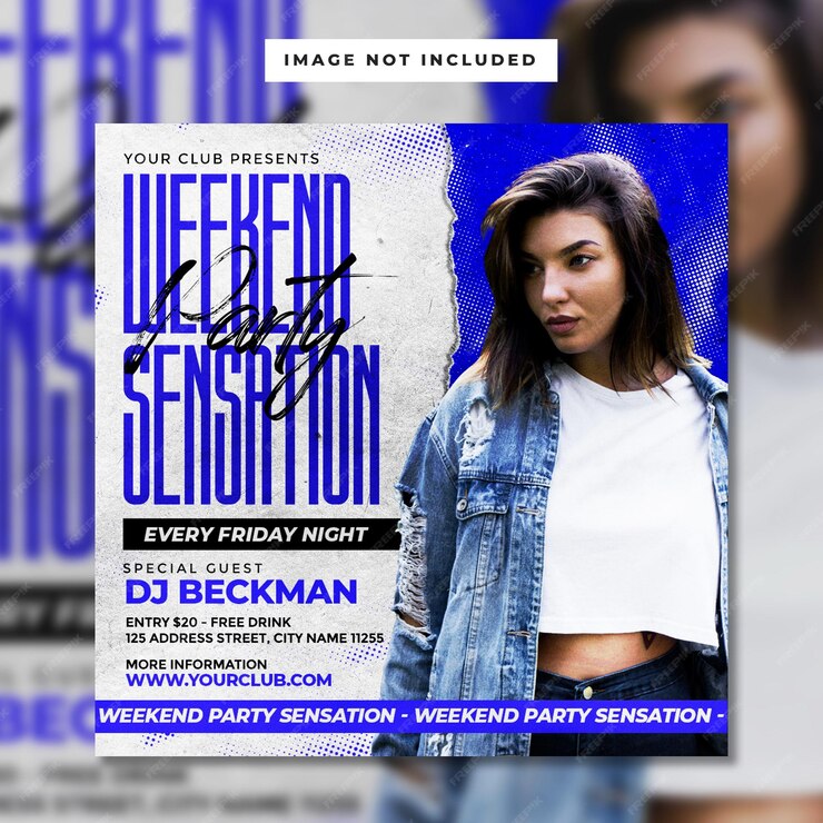  Weekend party sensation square flyer template