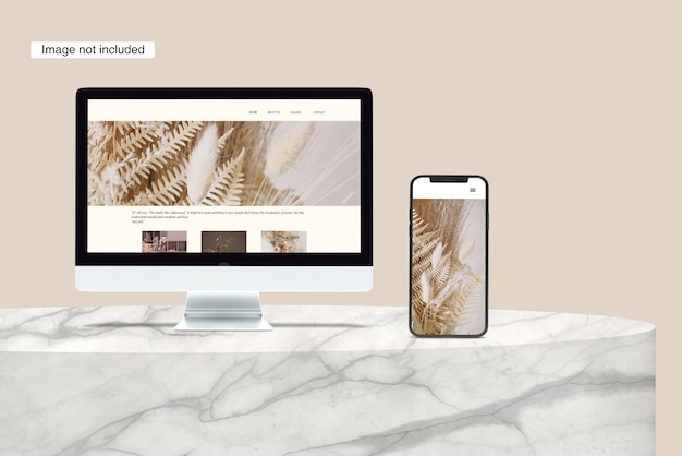 Weergave van desktop en smartphone mockup