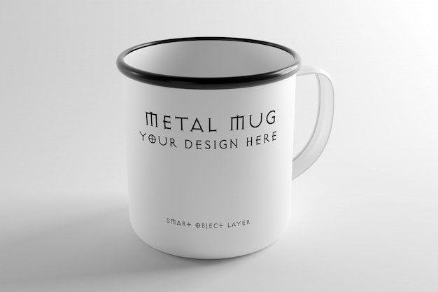 PSD weergave van een metalen mok mockup